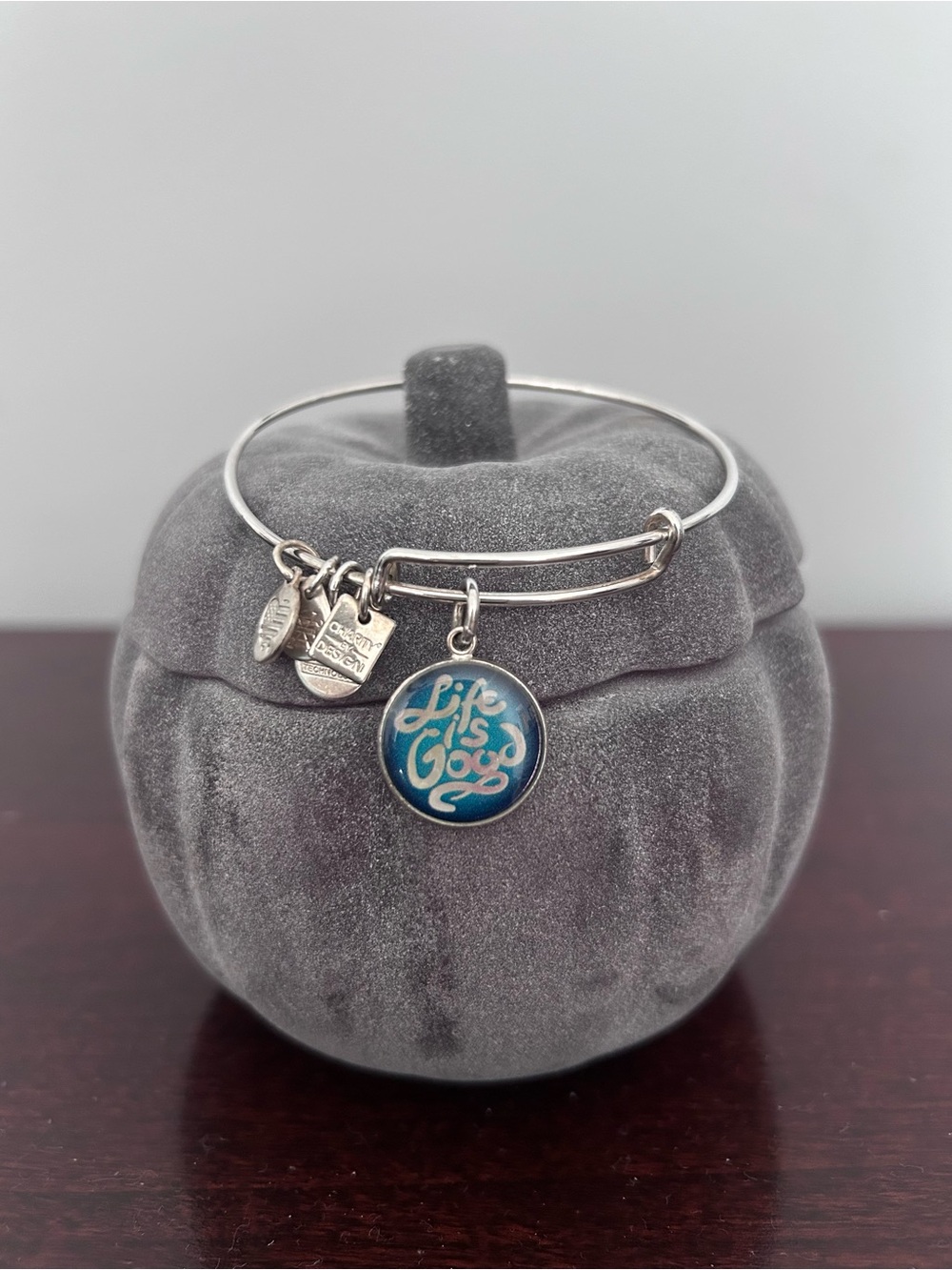 Alex and Ani 'Life is Good' Blue Charm Bangle Bracelet